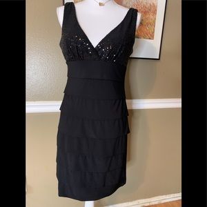 B Darlin Sequined layered cocktail little black dress